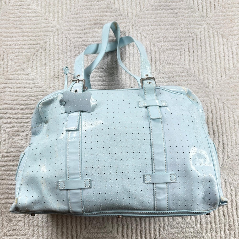 Francesco Biasia Satchel Bag Women's Large Light Blue Perforated Y2K Retro VTG